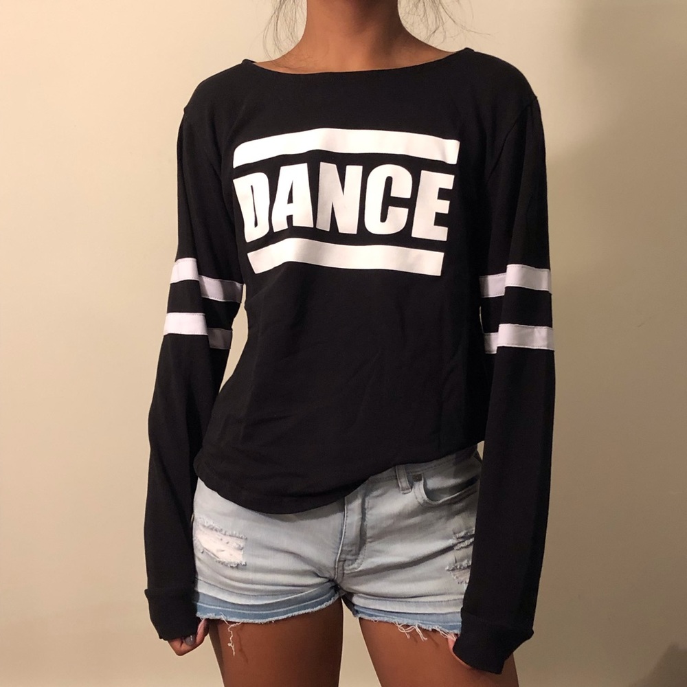 TRENDY Dance Blackwhite varsity stripe long sleeve